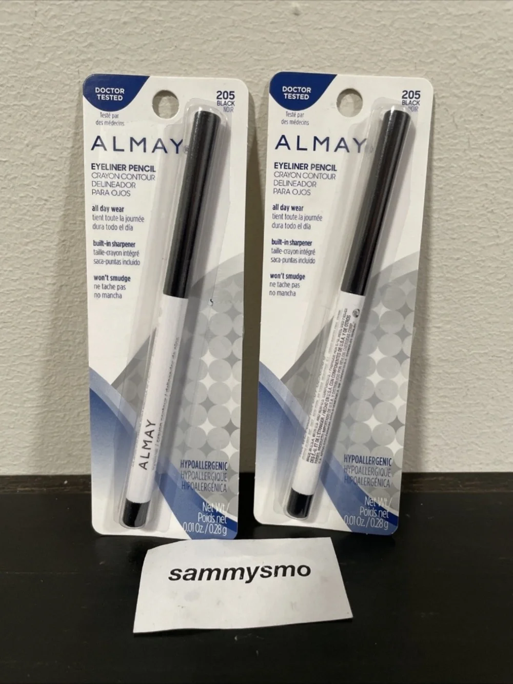 ALMAY All Day Waterproof Eyeliner Pencil w' Sharpener 205 Black x2 discontinued